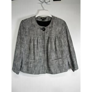 Style & Co. Woman Blazer Cropped Swing Jacket Sz 8 3/4 Sleeves Black/White Tweed